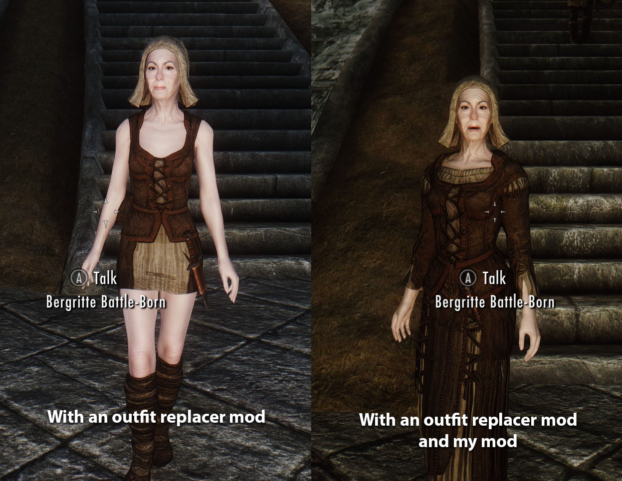 Default Outfit for Female Elders NPCs | Skyrim Special Edition Mods