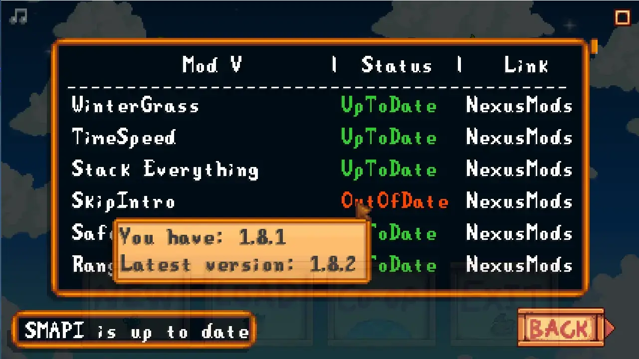 Mod Update Menu Stardew Valley Mods